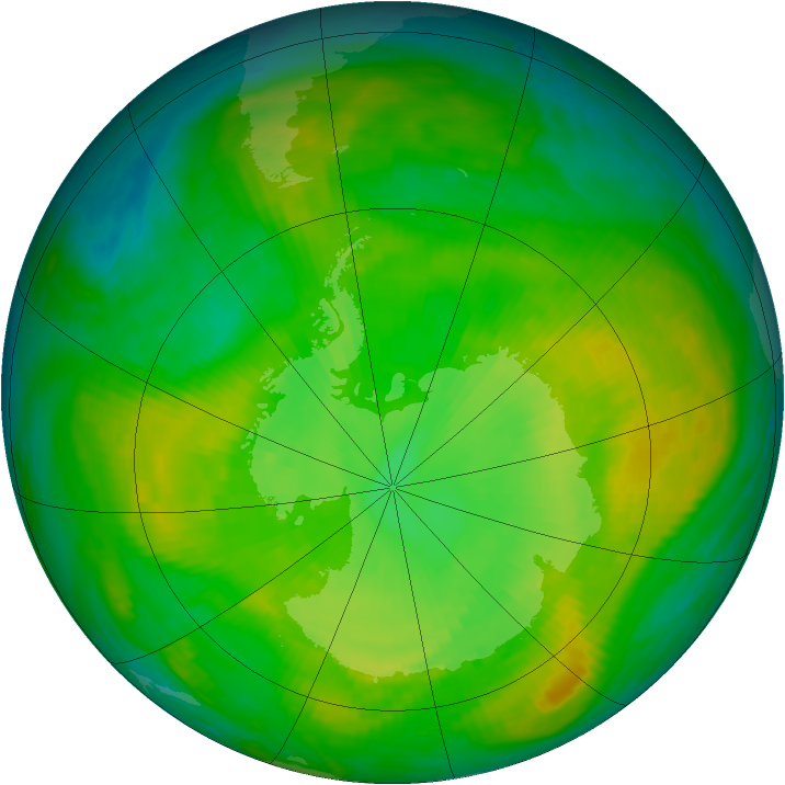 Antarctic ozone map for 17 December 1980